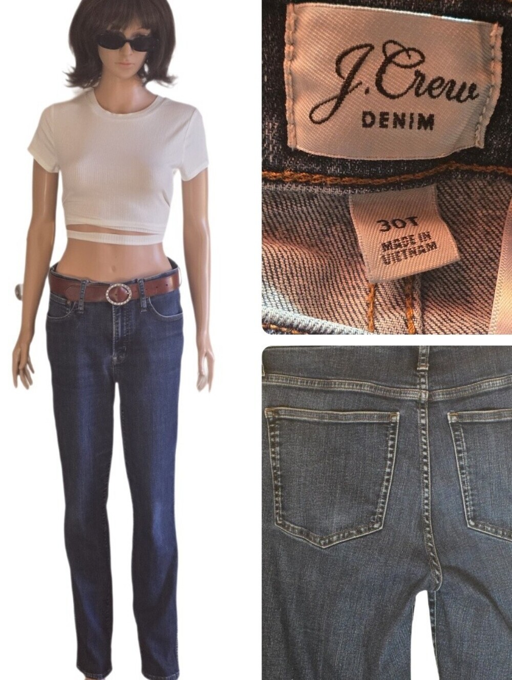 J.Crew 9" Vintage Straight Jeans Dark Resin Rinse Wash 30 Tall 30T